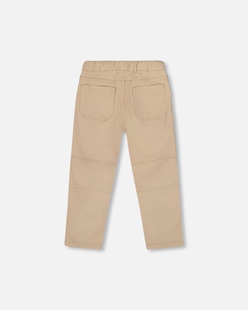Deux Par Deux Twill Jogger Pants With Patch Pockets In Sand