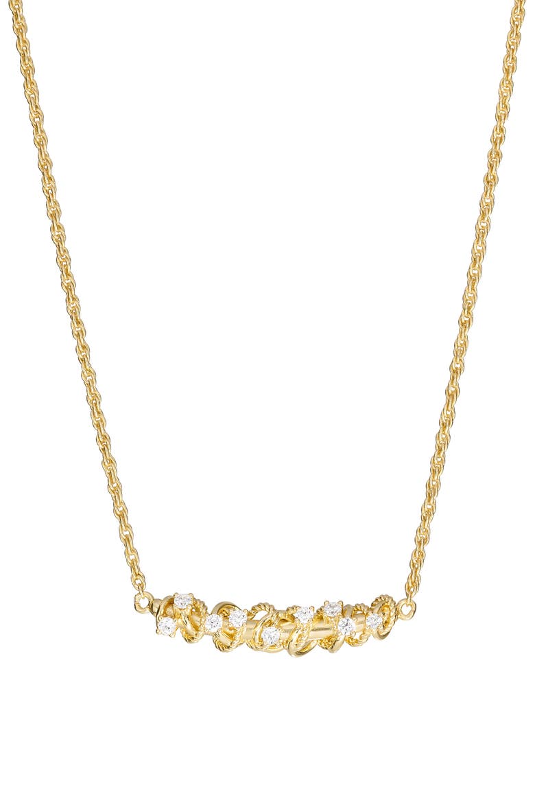 Cubic Zirconia Knot Pendant Necklace, Main, color, GOLD