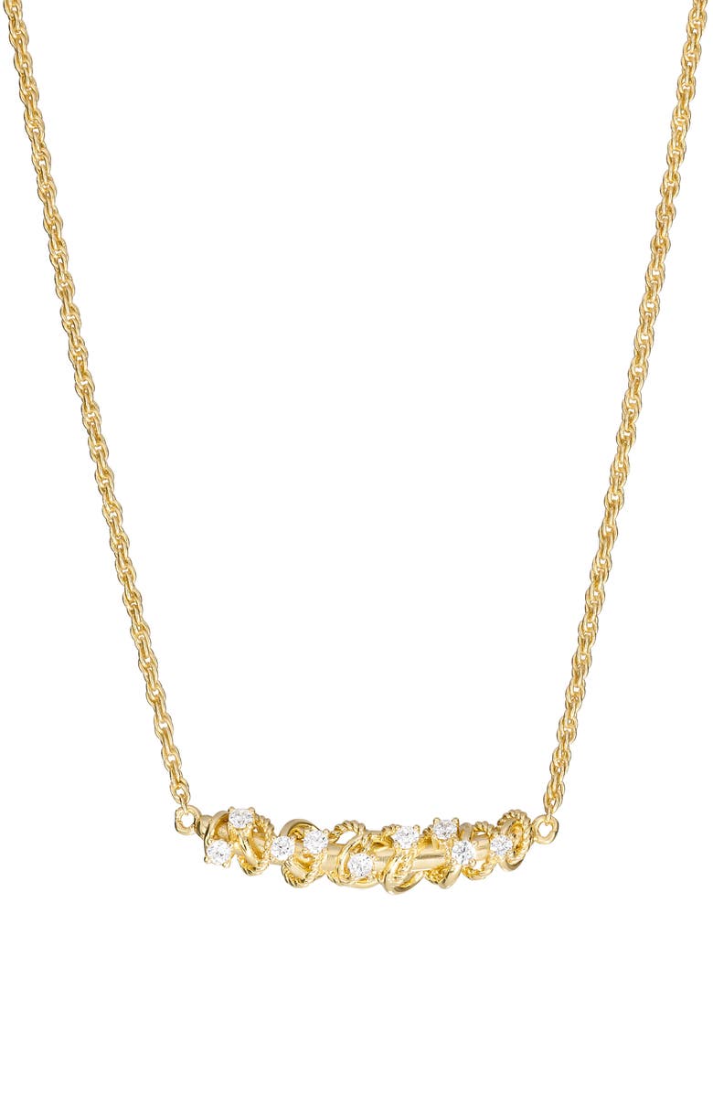 ATHRA LUXE Cubic Zirconia Knot Pendant Necklace, Main, color, Gold