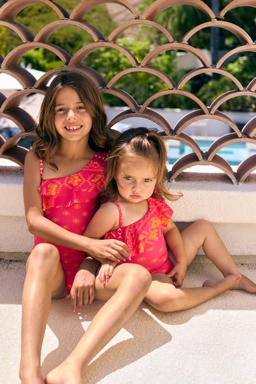 Hermoza Girls' Little Katie One Piece Swimsuit - Little Kid, Big Kid In Red