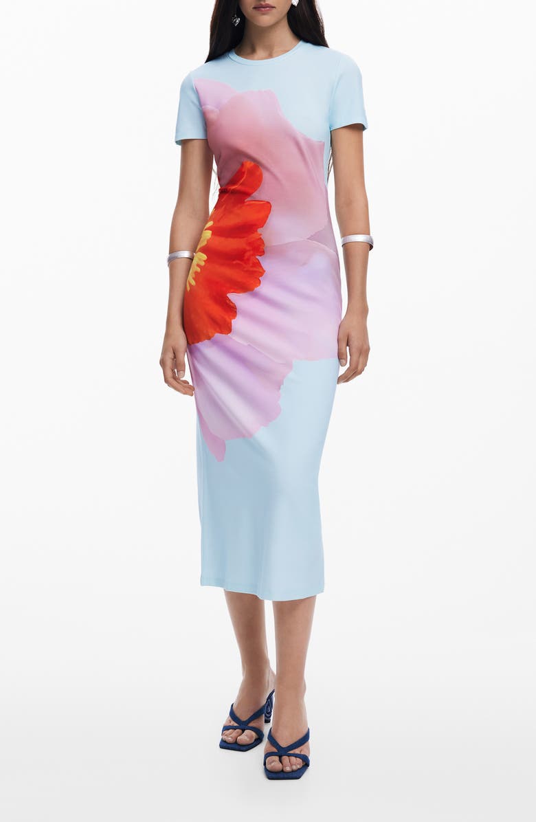 Desigual Short Sleeve Midi Dress, Main, color, 