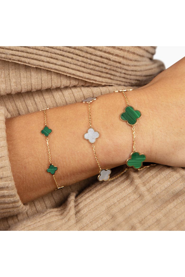 Large Malachite Clover Bracelet, Alternate, color, Malachite