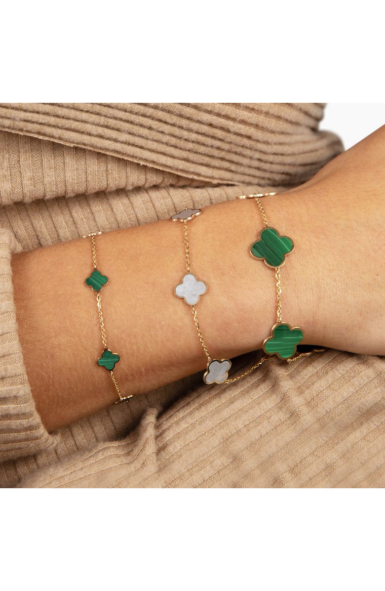 The Lovery Fine Jewelry Large Malachite Clover Bracelet, Alternate, color, Malachite