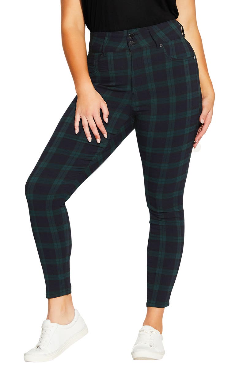 City Chic Harley Check Skinny Jeans, Alternate, color, 