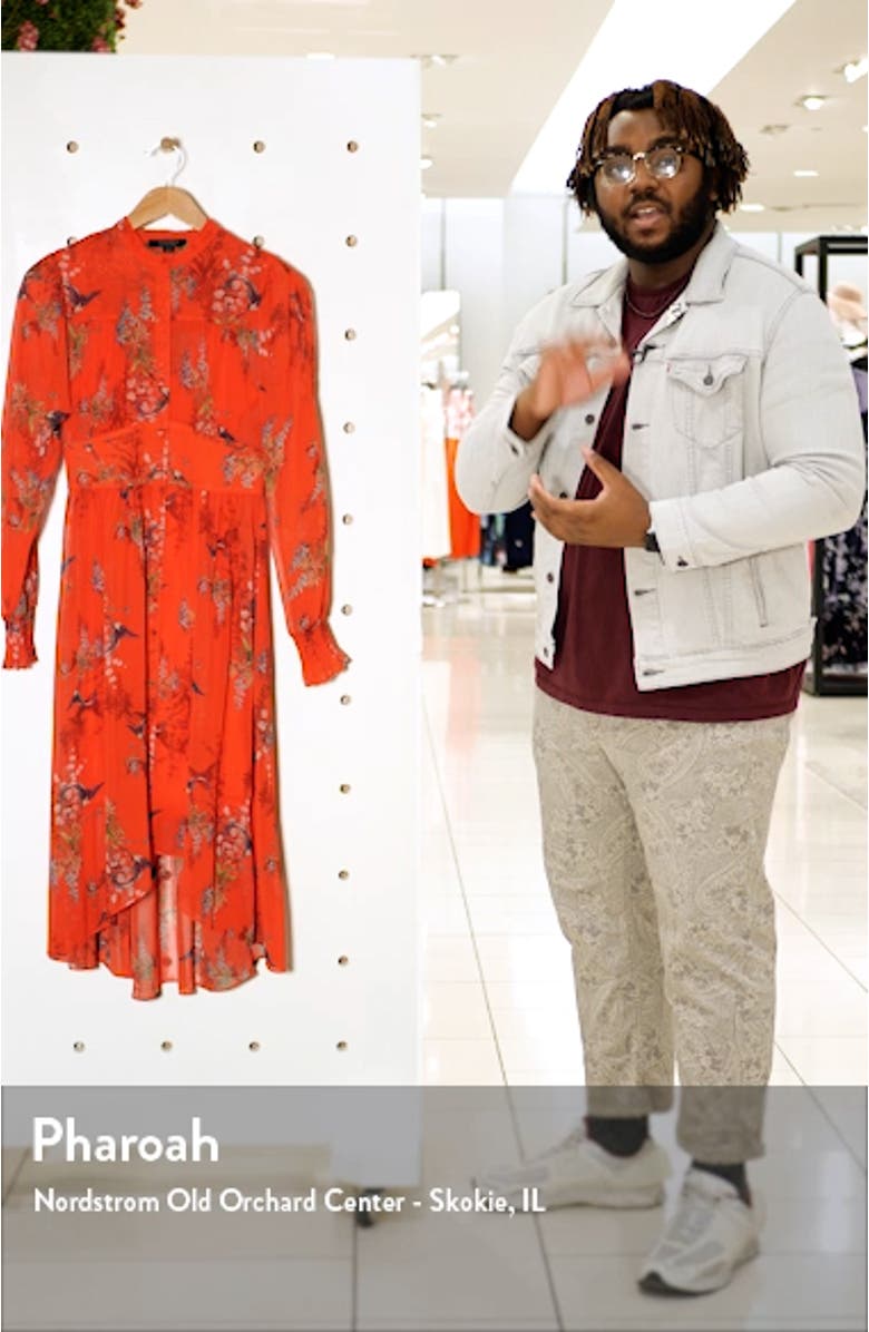 Leonie Melisma Floral High/Low Long Sleeve Dress, sales video thumbnail