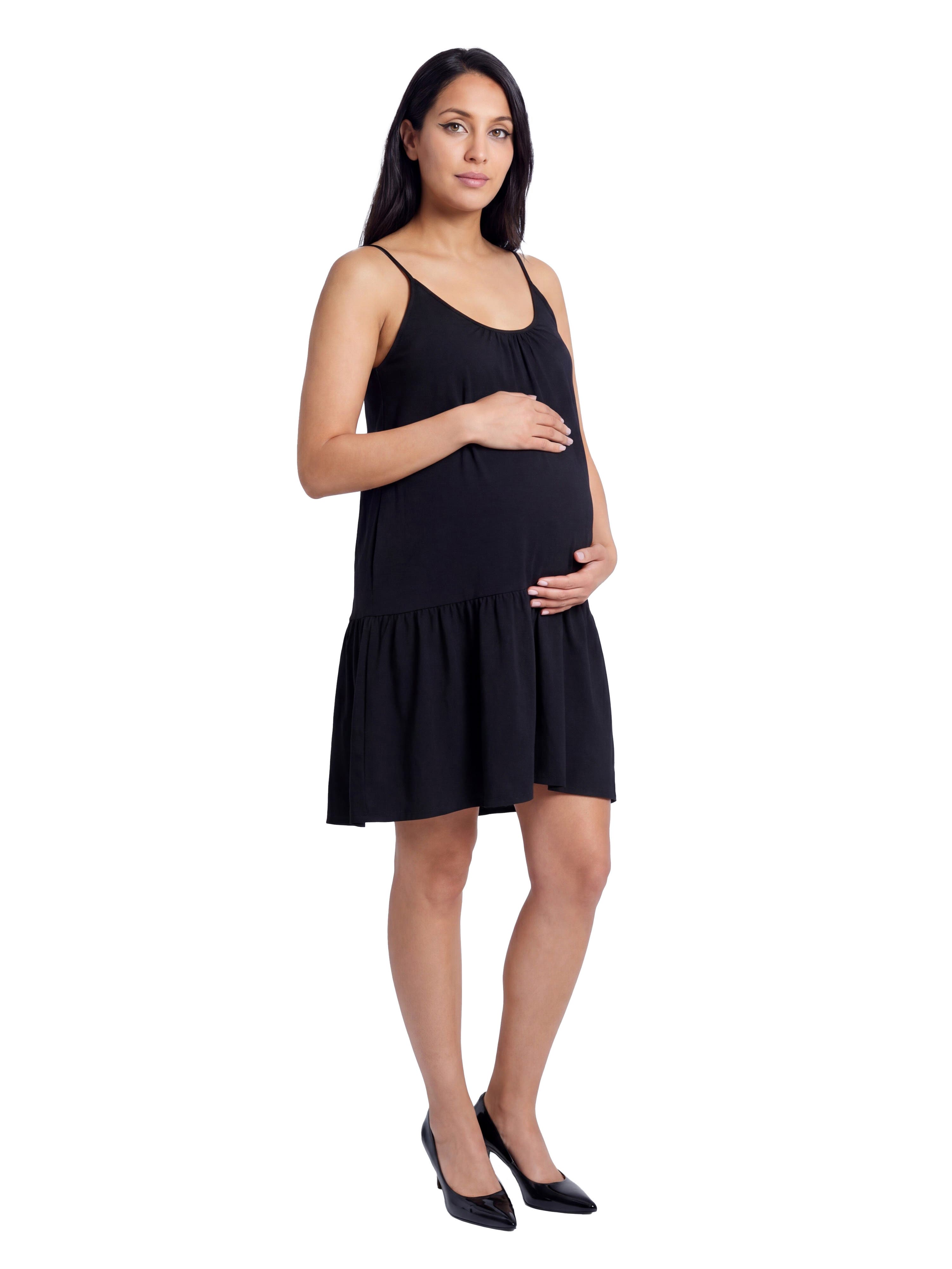 Maternity Essential Scoop Neck Spaghetti Strap Pocket A-Line Mini Dress - image 2
