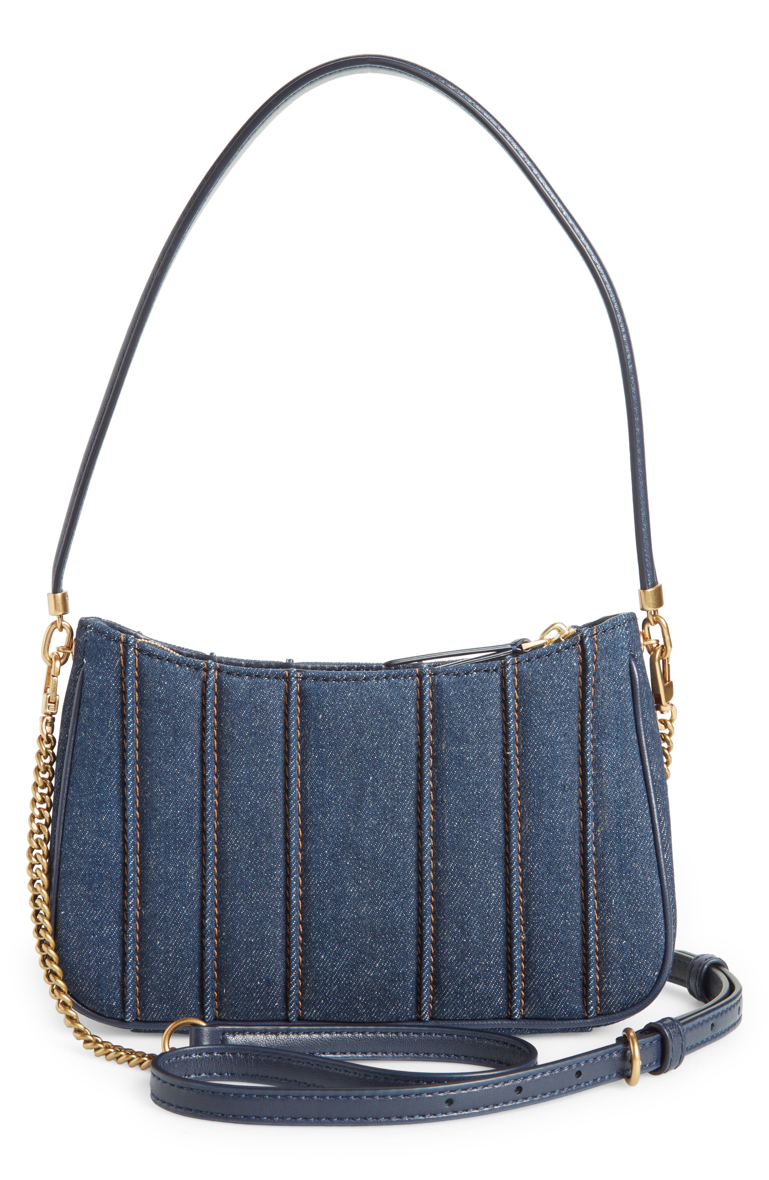 Tory Burch Kira Mini Denim Shoulder Bag, Alternate, color, 