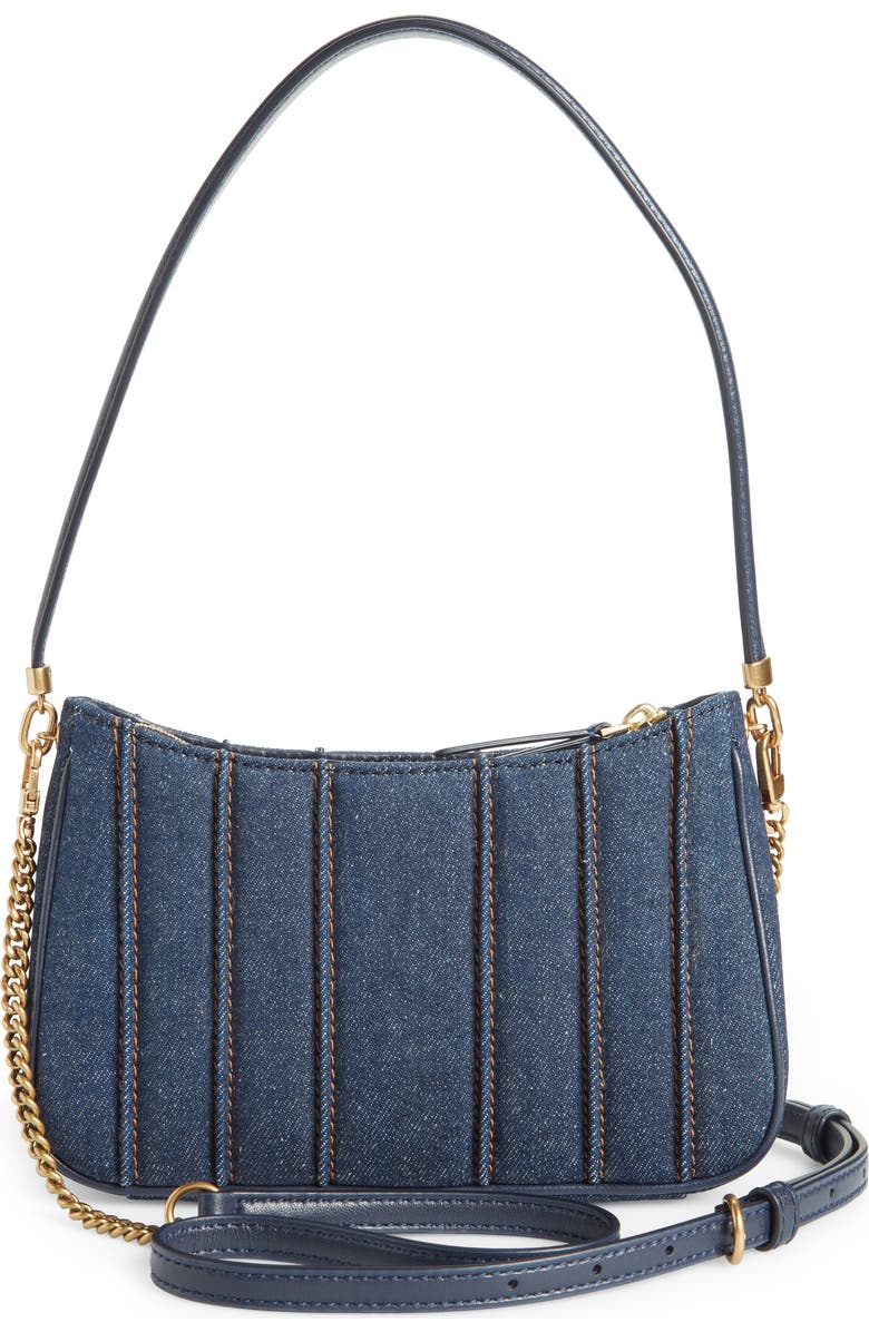 Tory Burch Kira Mini Denim Shoulder Bag, Alternate, color,