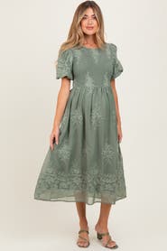 PinkBlush Floral Lace Smocked Midi Dress