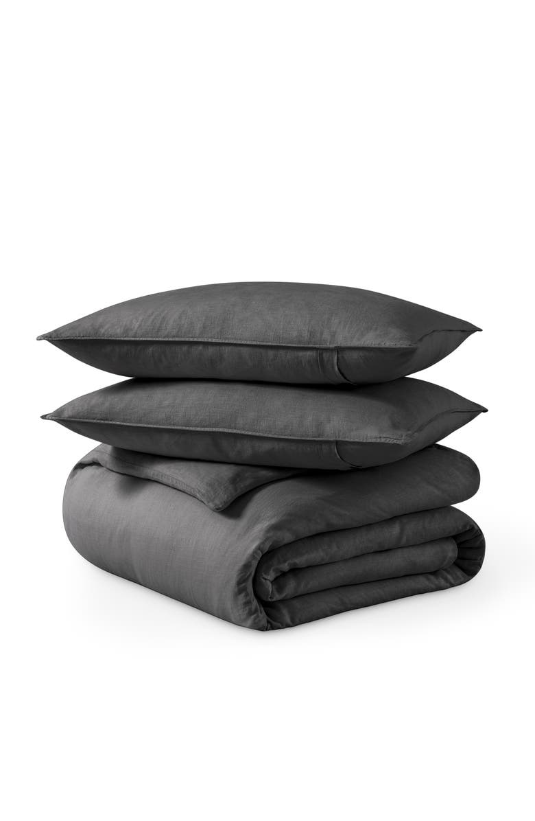 Bare Home 100% European Linen Duvet Cover and Sham Set, Main, color, Grey