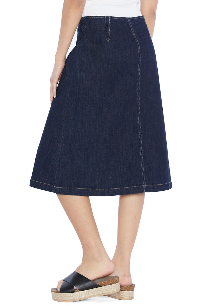 Wash Lab Pleat Denim Skirt, Alternate, color, DEEP INDIGO