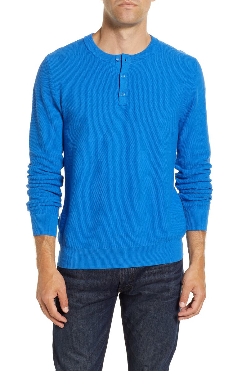 Schott NYC Men's Crewneck Cotton Henley Sweater, Main, color, 