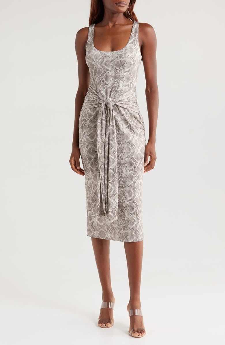 Good American Slinky Ruched Sleeveless Jersey Midi Dress, Main, color, Ssp Print001