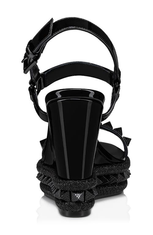 Christian Louboutin Pyraclou 110 Studded Velvet And Leather Wedge Sandals In Black/lin Black