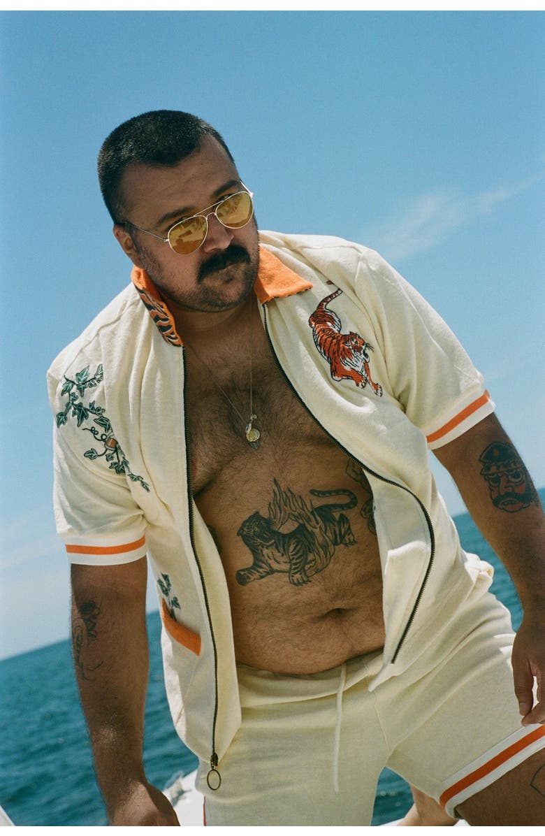 Tombolo 'Crouching Tiger, Hidden Beverage' Cabana, Alternate, color, Beige/Orange