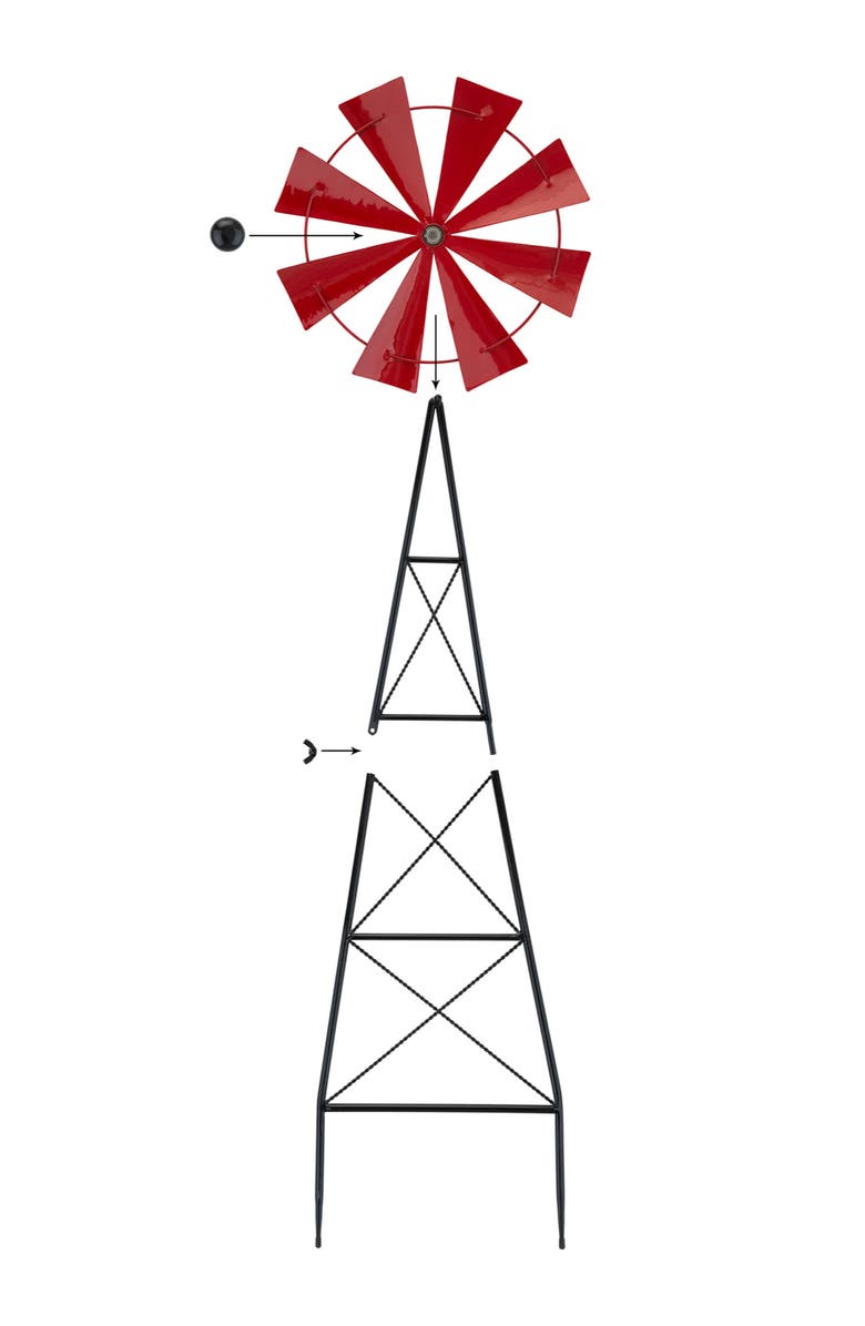 Glitzhome 44"H Metal Wind Spinner Yardstake, Alternate, color, Red