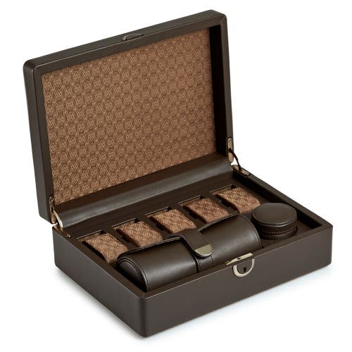 Wolf Earth 5 Piece Watch Box With Storage In Coffee
