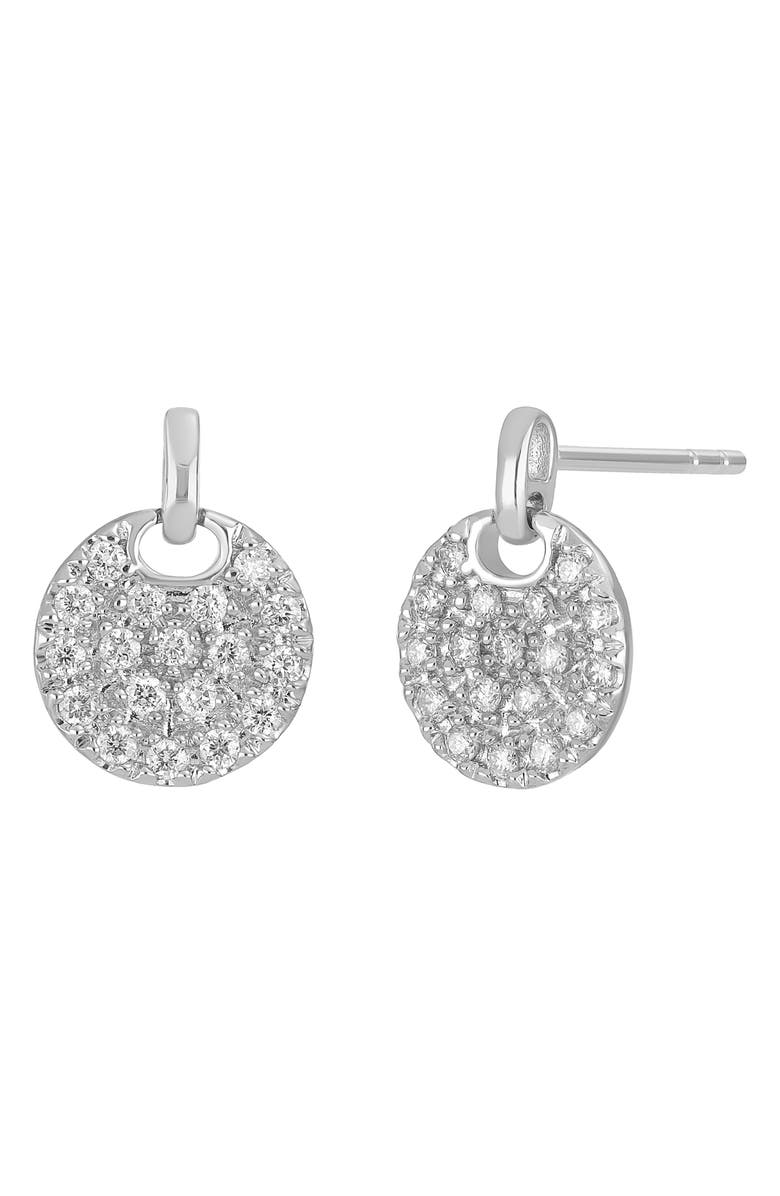 Carrière Jewelry Diamond Pavé Coin Drop Earrings - 0.26 ct., Main, color, 14K White Gold