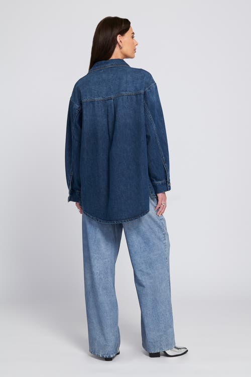 Elle Collection Feather Soft Denim Shirt Button Down Top In Blue