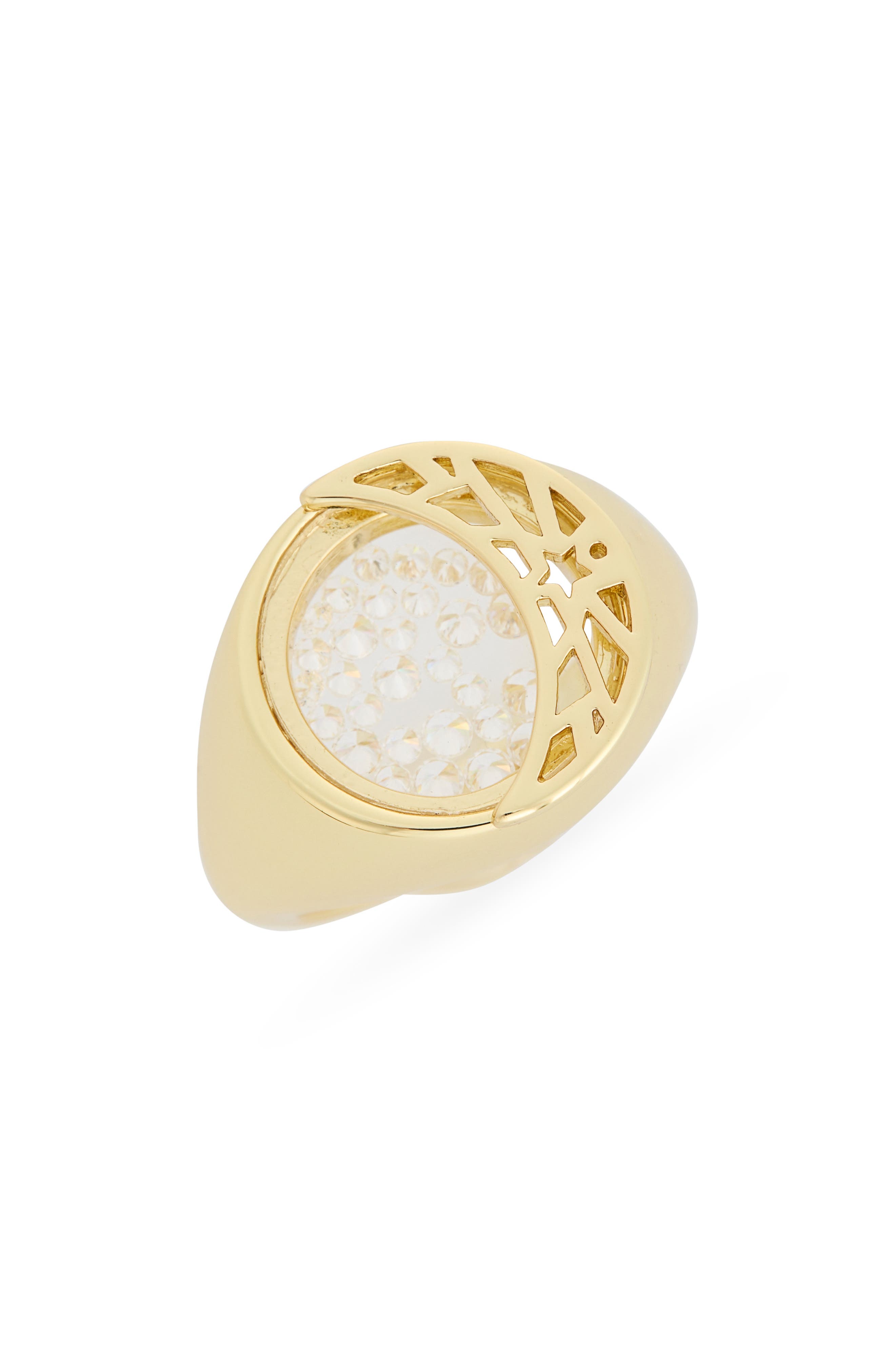 Covet Moon Cubic Zirconia Shaker Signet Ring