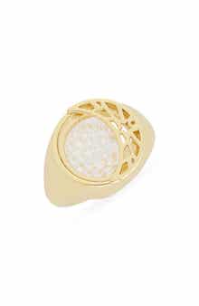 Covet Moon Cubic Zirconia Shaker Signet Ring