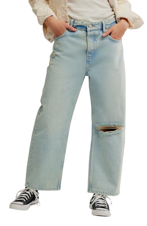 Free People Deep Trance Low Rise Barrel Leg Jeans In Neutral