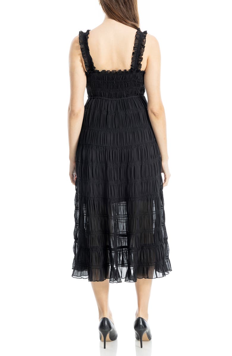 MAX STUDIO Ruffle Shirred Georgette Midi Dress, Alternate, color, Black