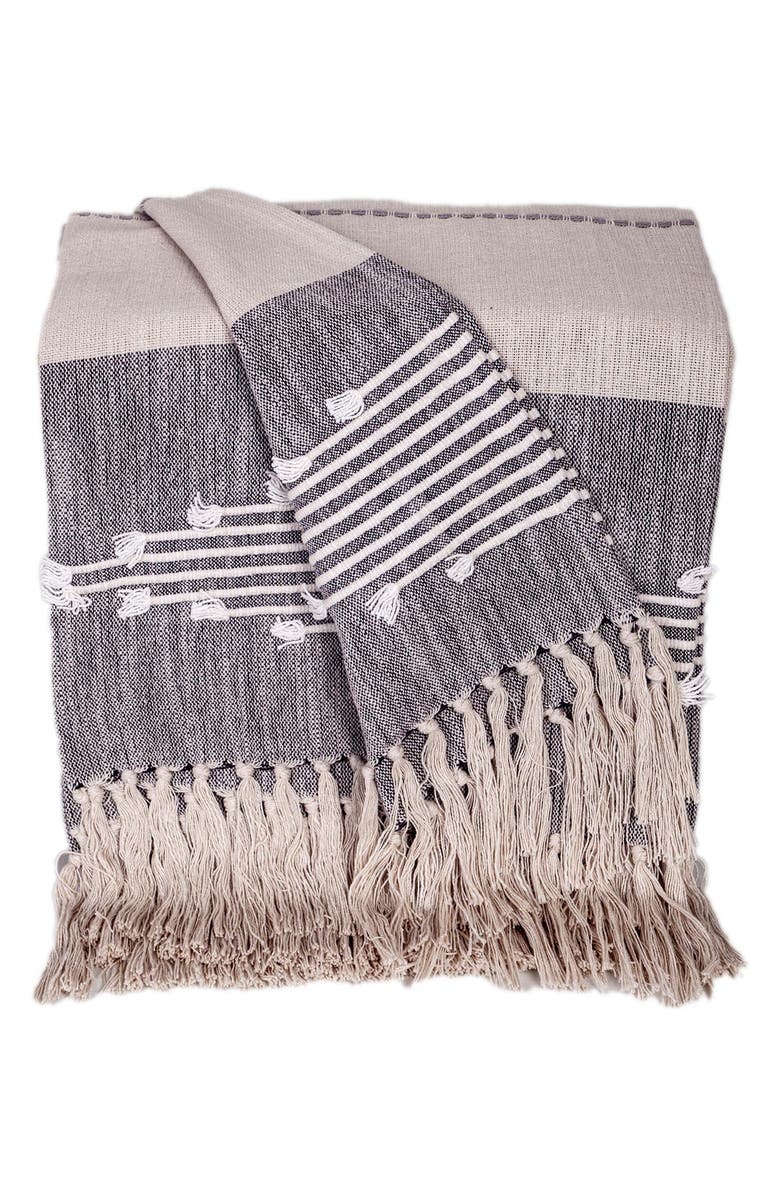 PARKLAND COLLECTION Adonia Tasseled Throw Blanket, Main, color, Multi Grey