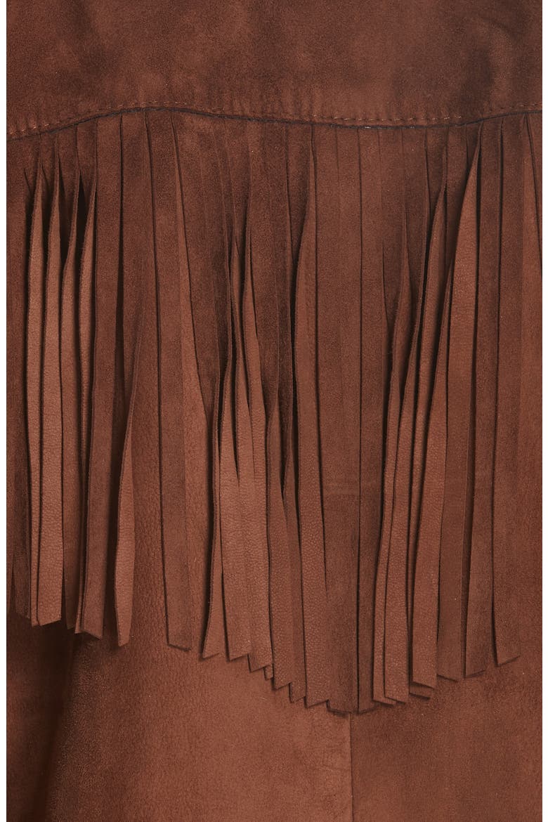 Frida Suede Fringe Jacket, Alternate, color, DARK COGNAC