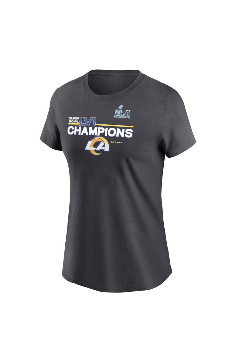 Nike Women's Nike Anthracite Los Angeles Rams Super Bowl LVI Champions Roster T-Shirt, Alternate, color, Anthracite