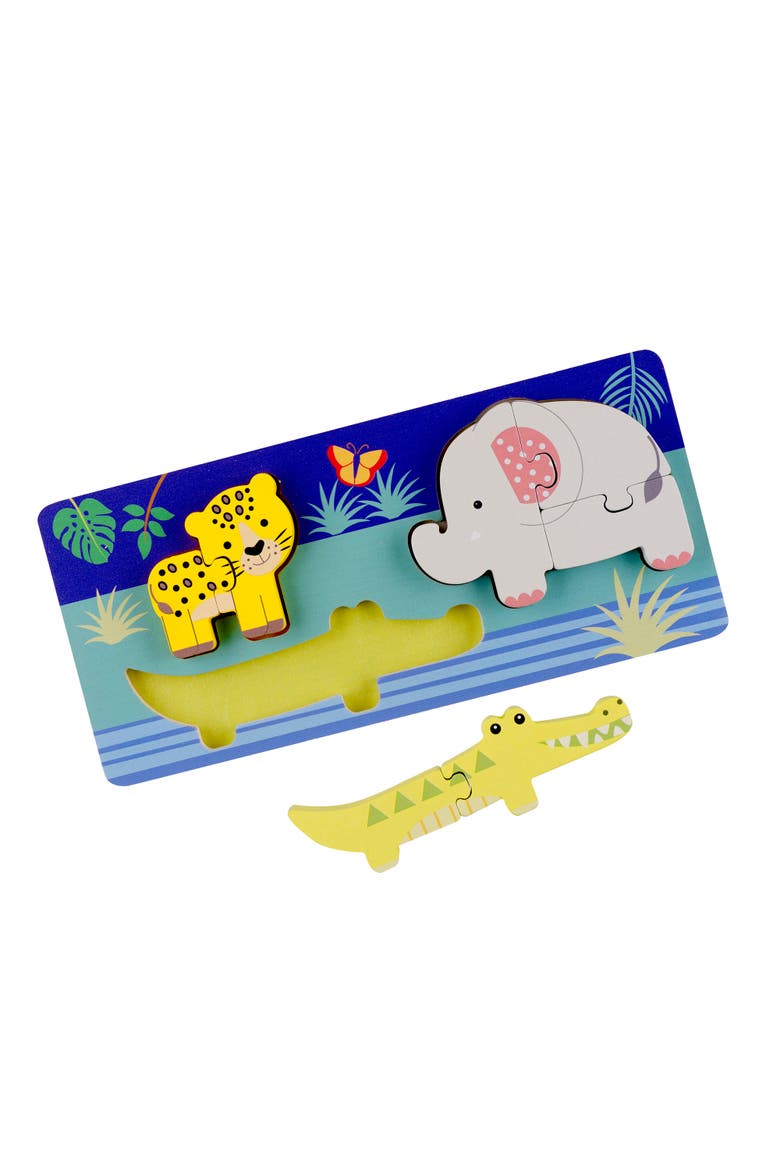 Jungle Animals Mini Puzzles, 8 Wooden Pieces, Kids Ages 1+, Alternate, color, Multicolored
