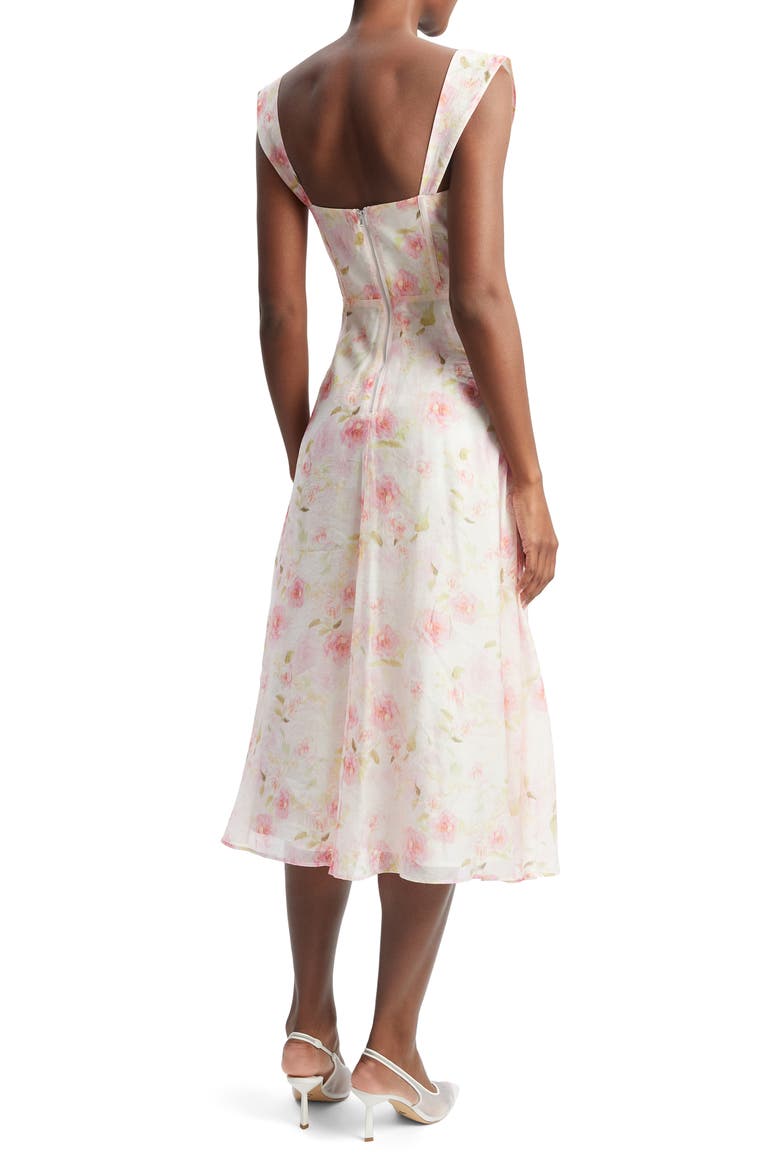 Esra Floral Corset Midi Dress, Alternate, color, PINK FLORAL