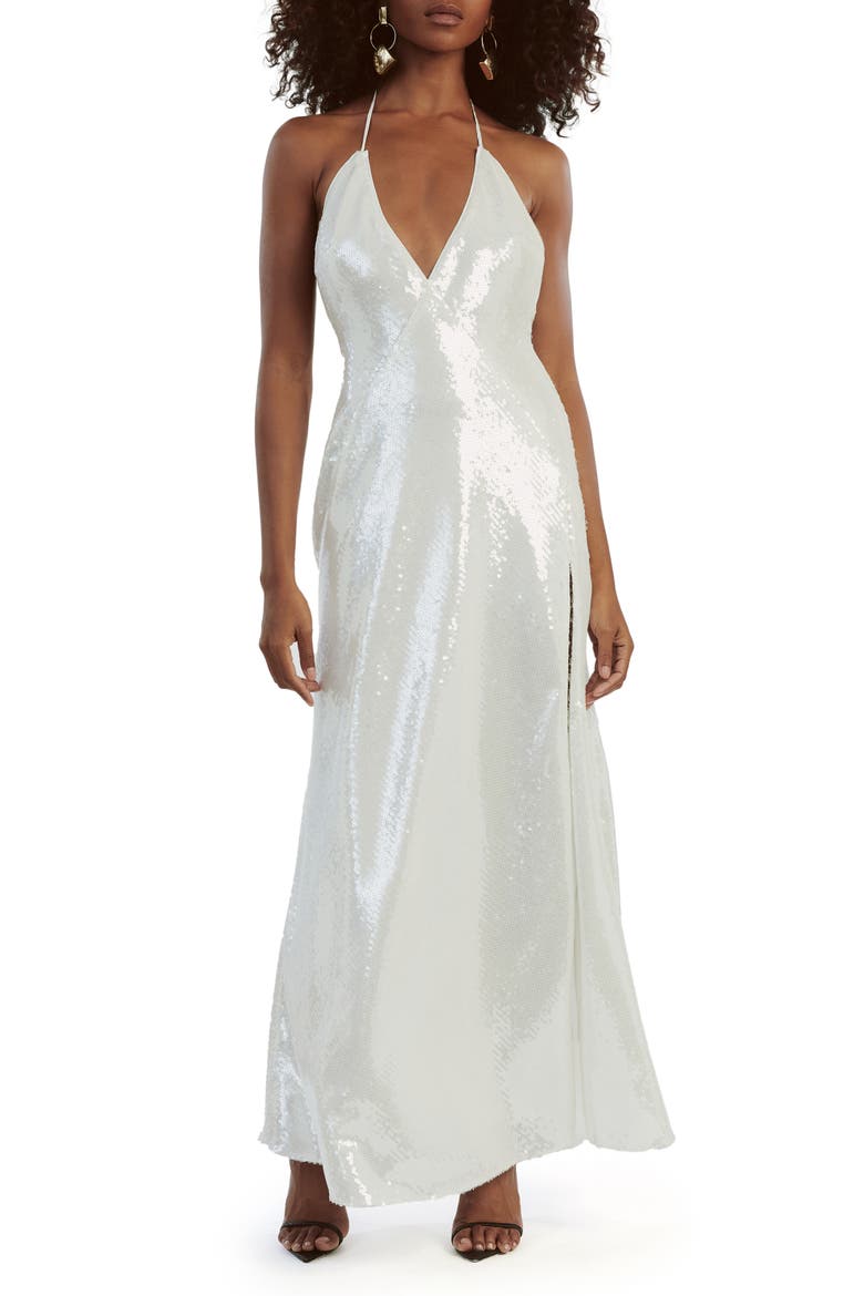 bardot yve halter open-back sequin maxi dress Yve Sequin Halter Dress (Women)