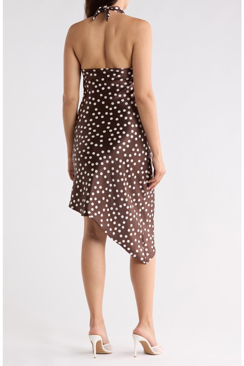 Asymmetrical Halter Dress, Alternate, color, BROWN