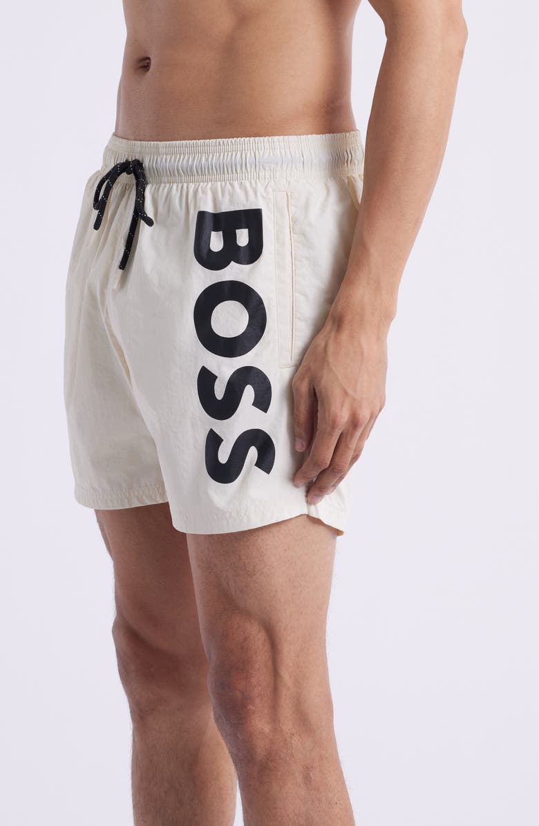 BOSS SWIMWEAR Octopus Swim Trunks, Alternate, color, Open White