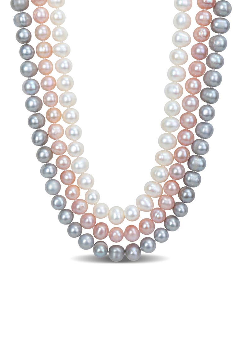Triple Strand Multicolor Freshwater Pearl Necklace, Main, color, WHITE MULTICOLOR