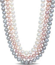 DELMAR Triple Strand Multicolor Freshwater Pearl Necklace