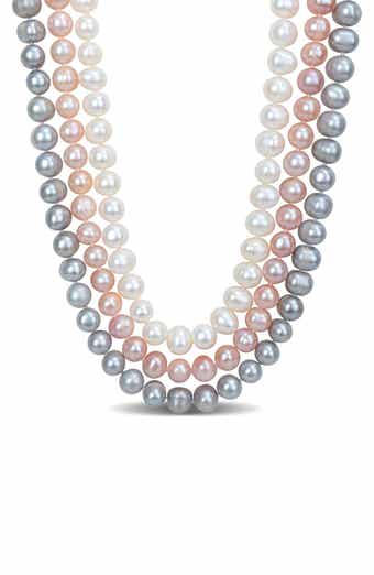 DELMAR Triple Strand Multicolor Freshwater Pearl Necklace