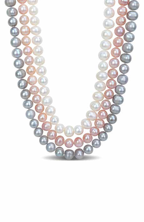 Triple Strand Multicolor Freshwater Pearl Necklace