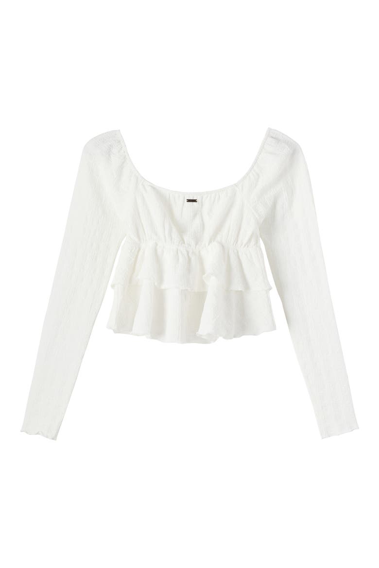 Chloey Ruffle Jacquard Peplum Top, Alternate, color, WINTER WHITE