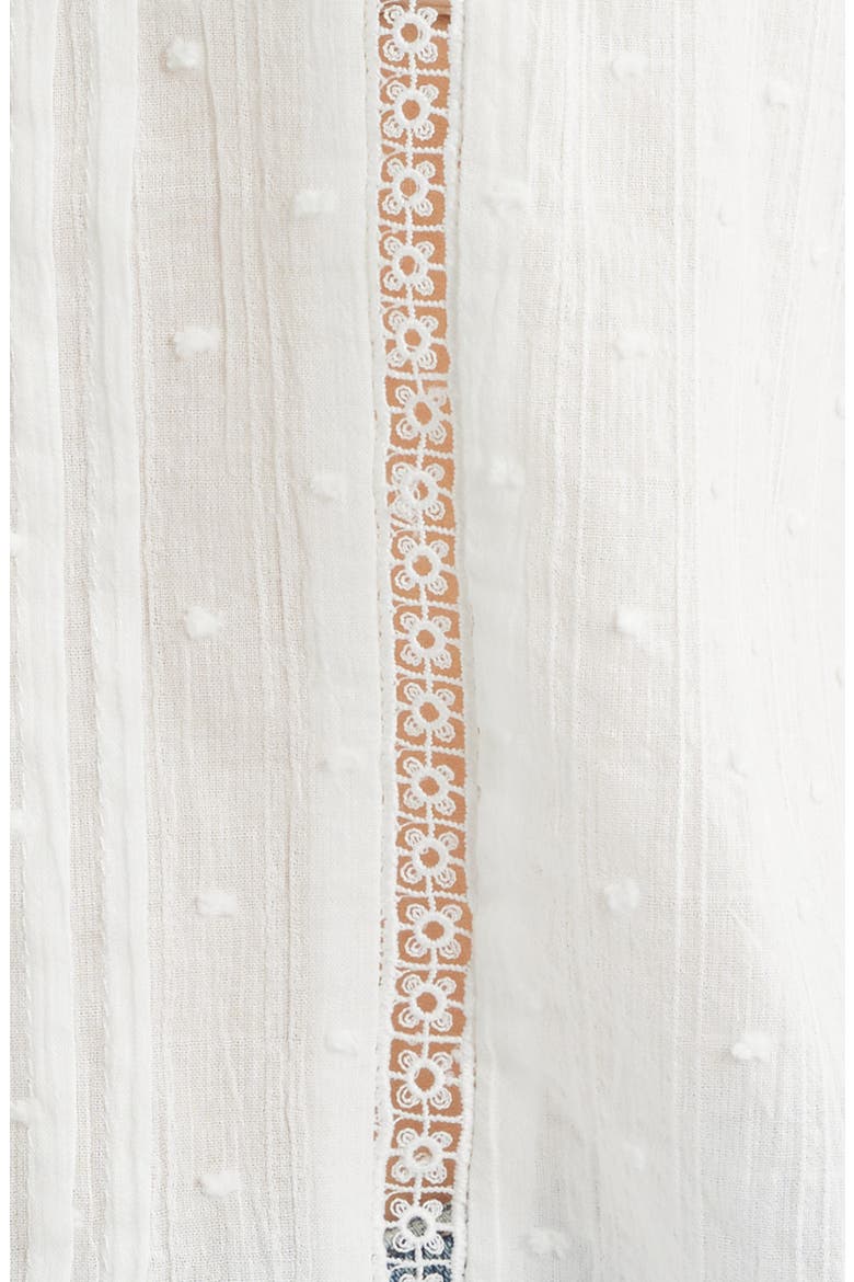 Lace Inset Clip Dot Cotton Top, Alternate, color, OFF WHITE