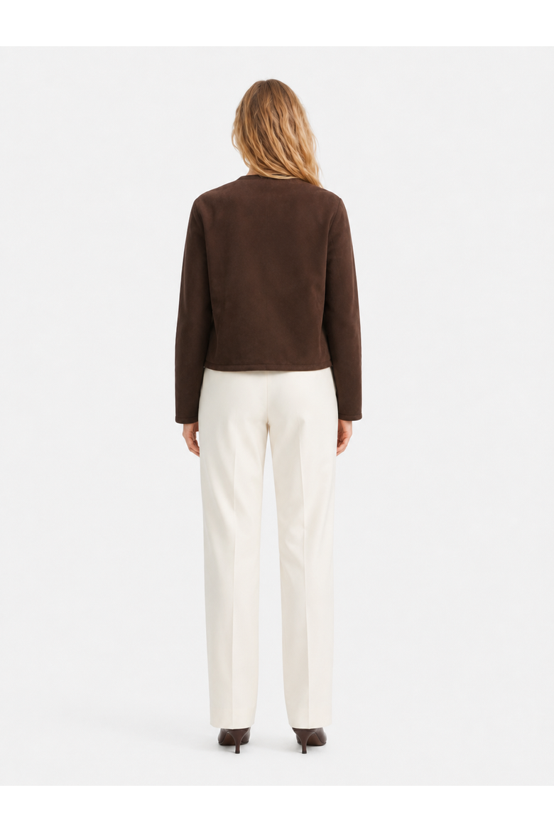 Aria Merino Curly Shearling Cropped Jacket, Alternate, color, Dark Brown