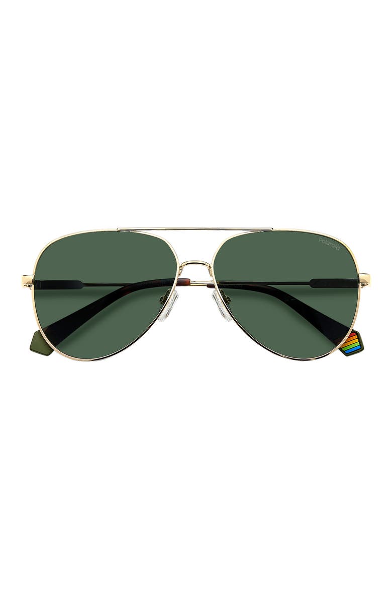 60mm Polarized Aviator Sunglasses, Alternate, color, Z/DNUGOLD/ GREEN POLARIZED