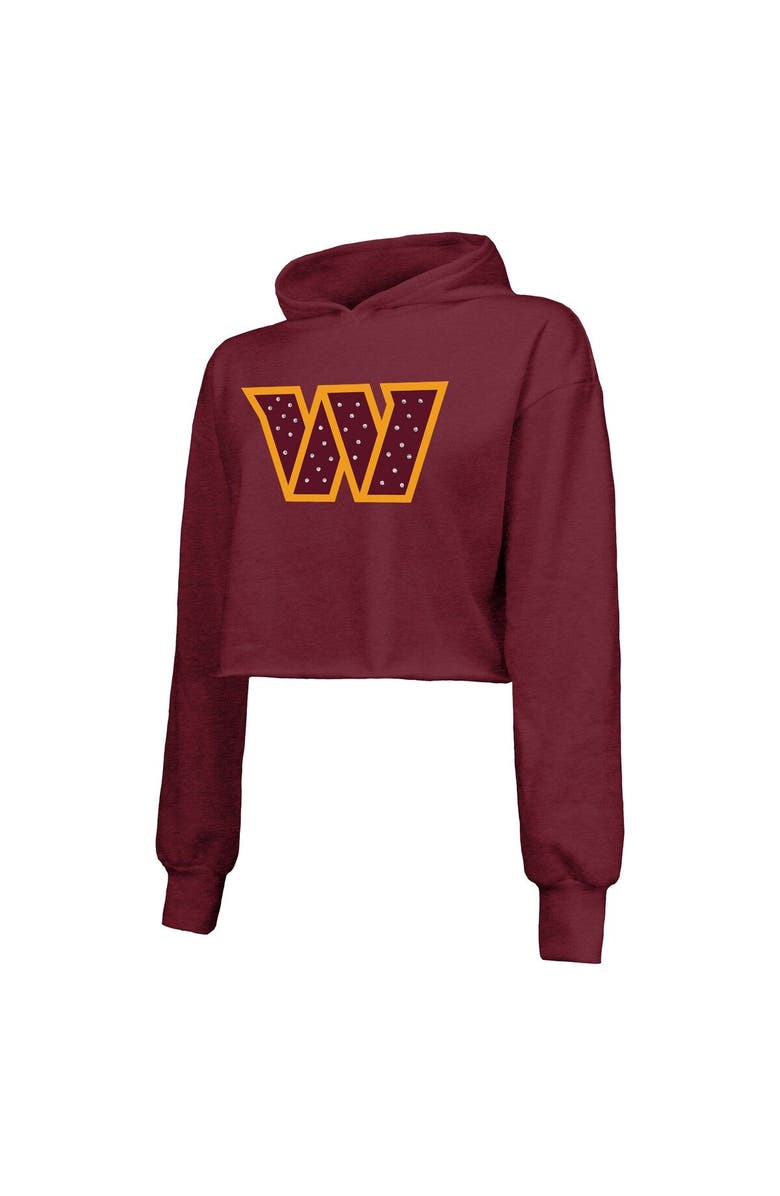 Majestic Threads Women's Majestic Threads Burgundy Washington Commanders Bling Tri-Blend Cropped Pullover Hoodie, Alternate, color, Burgundy