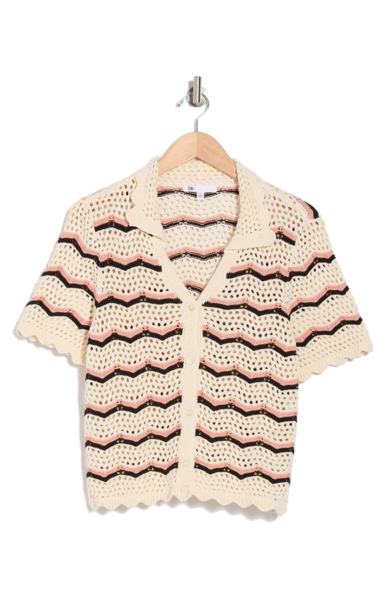 Scalloped Trim Short Sleeve Cardigan