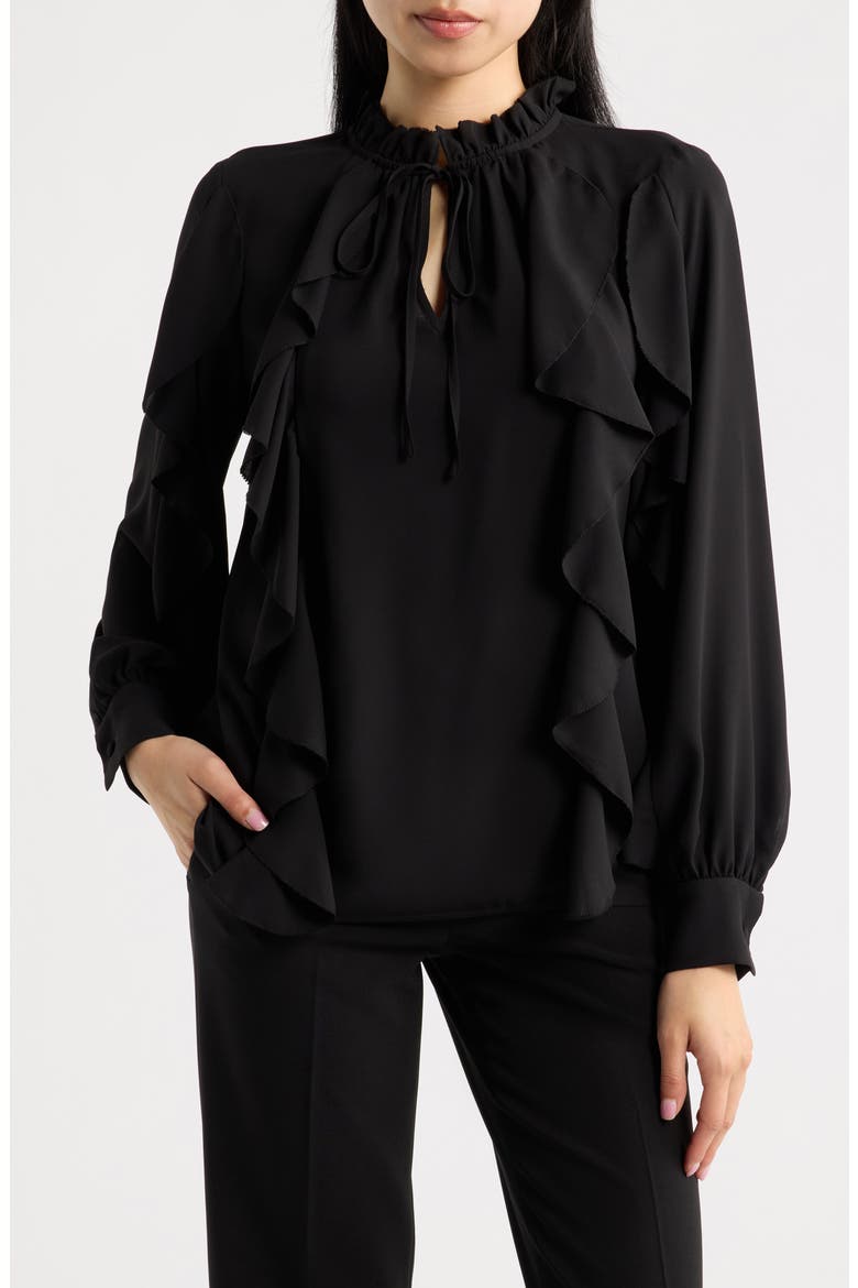 Keyhole Ruffle Top, Main, color, ANNE BLACK