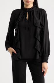 Anne Klein Keyhole Ruffle Top