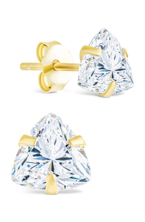 Trillion Cut Cubic Zirconia Stud Earrings