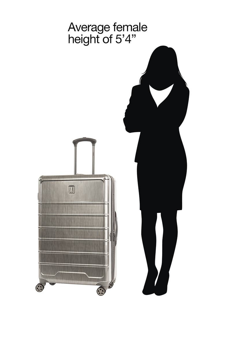 Rollmaster™ Lite 28" Expandable Large Checked Hardside Spinner Luggage, Alternate, color, SILVER