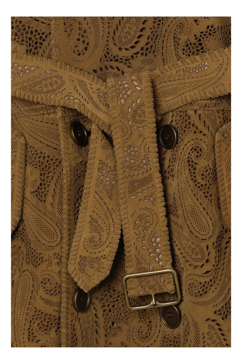 Mid-length Paisley Suede Lawshall Trench Coat, Alternate, color, Tan brown